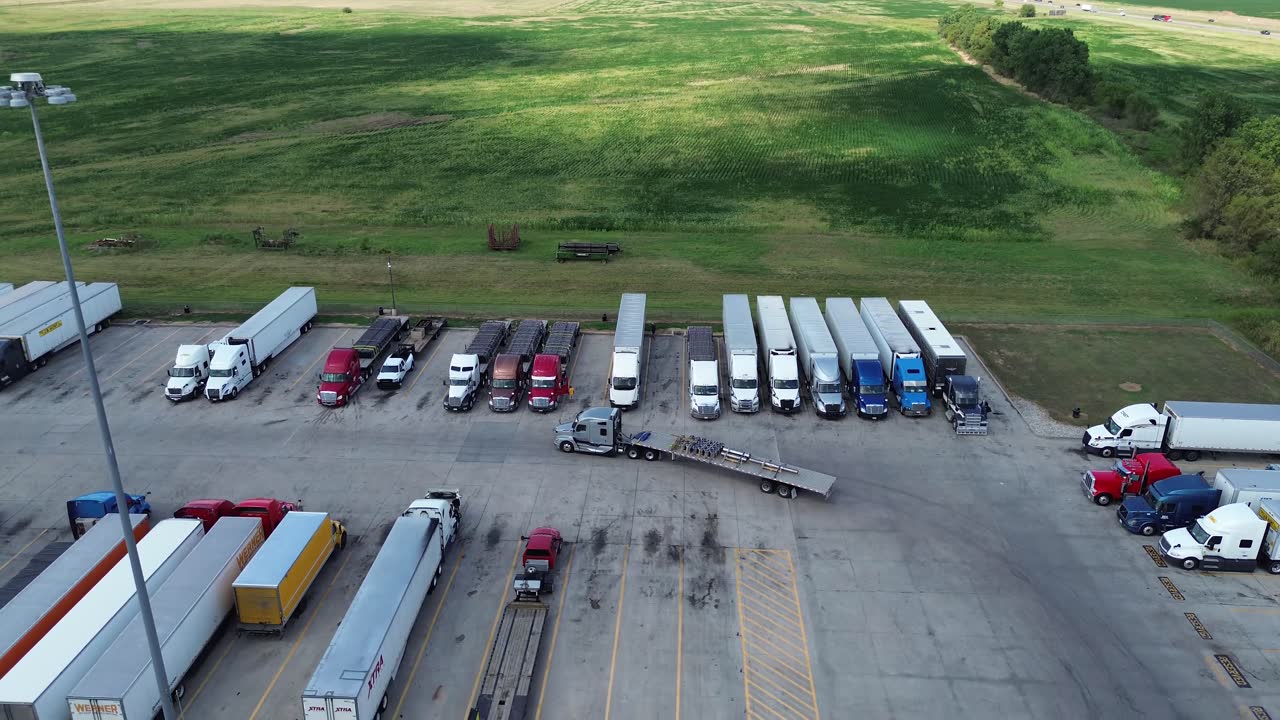 Aerial view of a truck yard